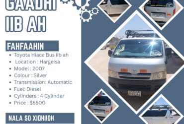 Toyota hiace bus iib ah hargeisa